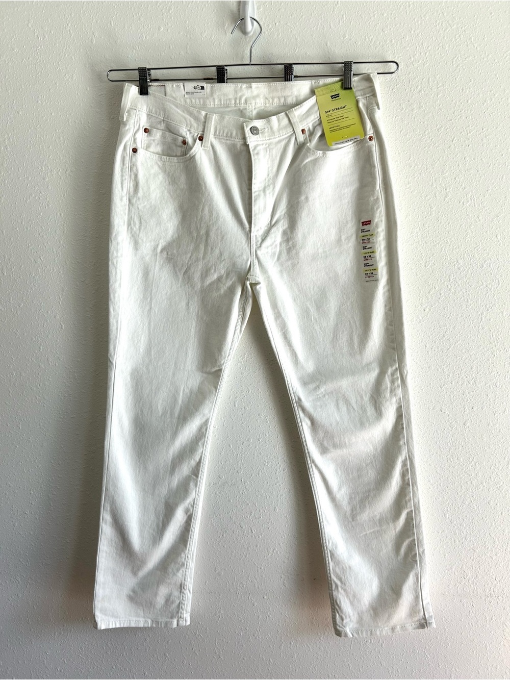 Levi's 514 Straight Leg Jeans Men's Size 38x32 White Denim Stretch Flex